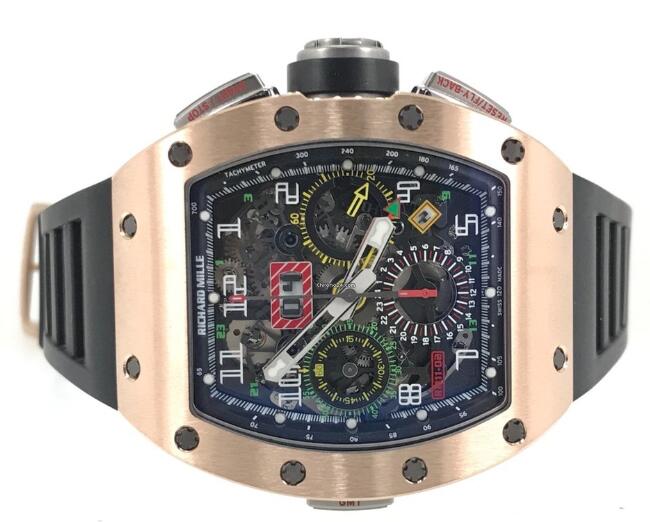 Richard Mille Replica Watch RM 011-02 Gold Flyback Chronograph Dual Time Zone